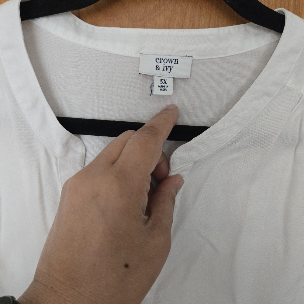 Crown & Ivy White Ruffle Sleeve Blouse - Picture 2 of 4